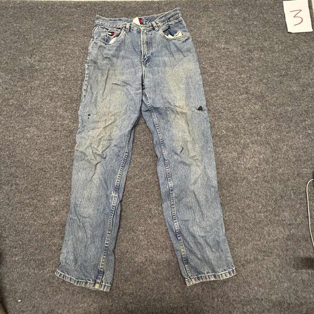 Tommy Hilfiger Jeans Womens Size 8 Light Wash Relaxed Straight Leg Denim Flawed
